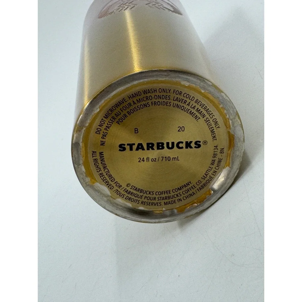 Starbucks Fall Pink Rose Gold Ombre Stainless Steel 24 Oz‎ Cold Cup Tumbler Used